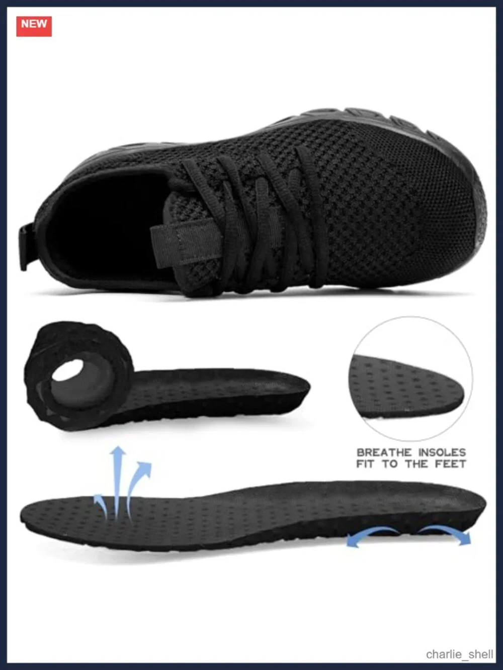 Running Shoes Breathable Mesh Lace-Up Non-Slip EVA Sole Sneakers
